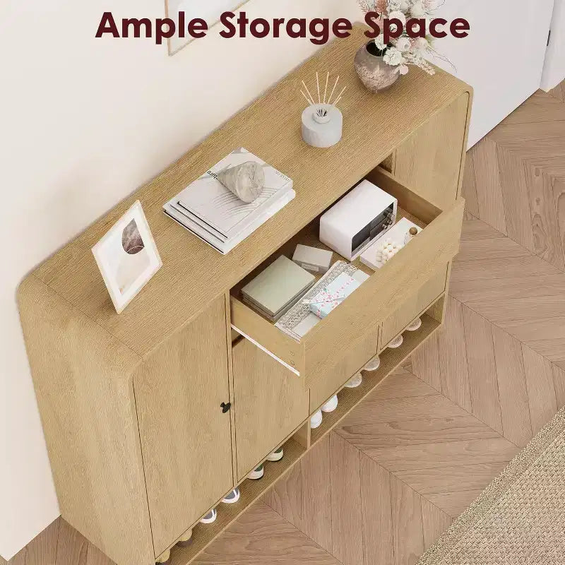 Scarpiera da 120 cm, 4 ante, 1 cassetto, mobile indipendente per ingresso, corridoio, soggiorno