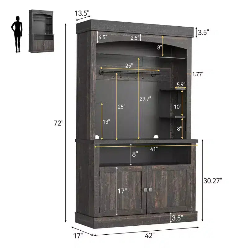 Mobile da caffè da fattoria con credenza, dispensa grande da cucina, ripiani regolabili, per sala da pranzo, soggiorno