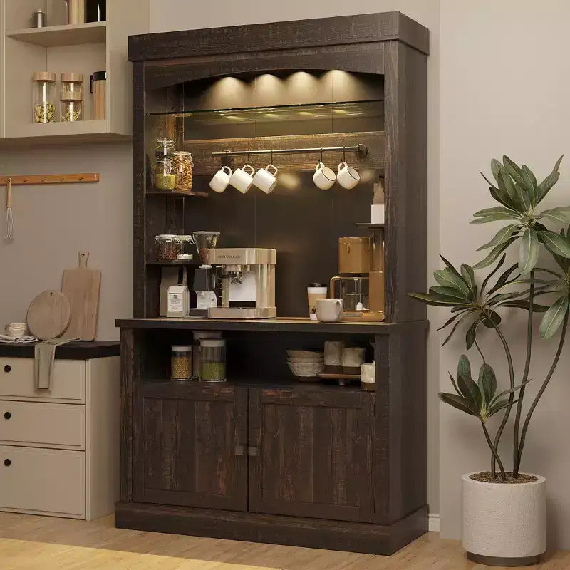 Mobile da caffè da fattoria con credenza, dispensa grande da cucina, ripiani regolabili, per sala da pranzo, soggiorno