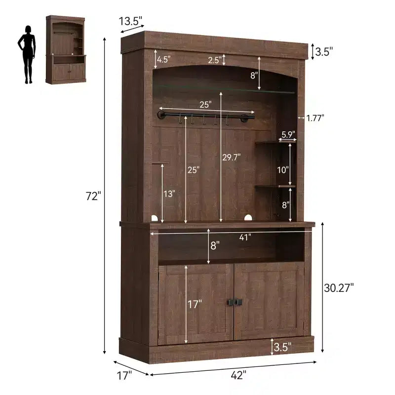 Mobile da caffè da fattoria con credenza, dispensa grande da cucina, ripiani regolabili, per sala da pranzo, soggiorno