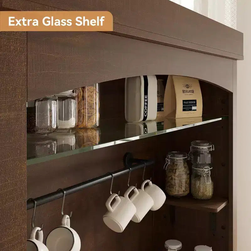 Mobile da caffè da fattoria con credenza, dispensa grande da cucina, ripiani regolabili, per sala da pranzo, soggiorno