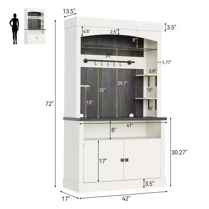 Mobile da caffè da fattoria con credenza, dispensa grande da cucina, ripiani regolabili, per sala da pranzo, soggiorno