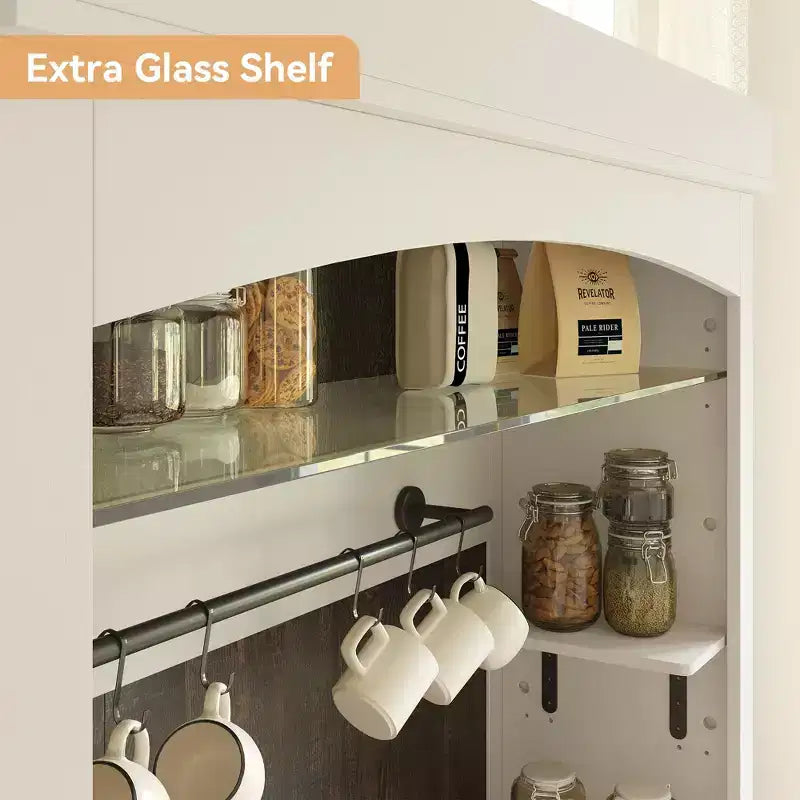 Mobile da caffè da fattoria con credenza, dispensa grande da cucina, ripiani regolabili, per sala da pranzo, soggiorno