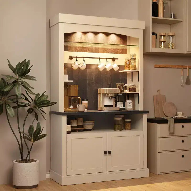 Mobile da caffè da fattoria con credenza, dispensa grande da cucina, ripiani regolabili, per sala da pranzo, soggiorno