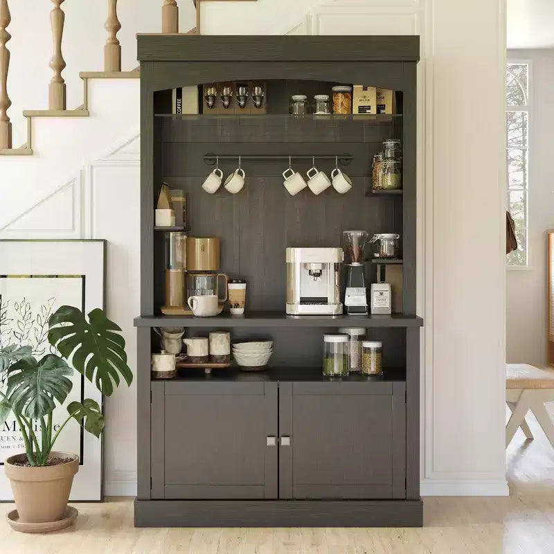 Mobile da caffè da fattoria con credenza, dispensa grande da cucina, ripiani regolabili, per sala da pranzo, soggiorno