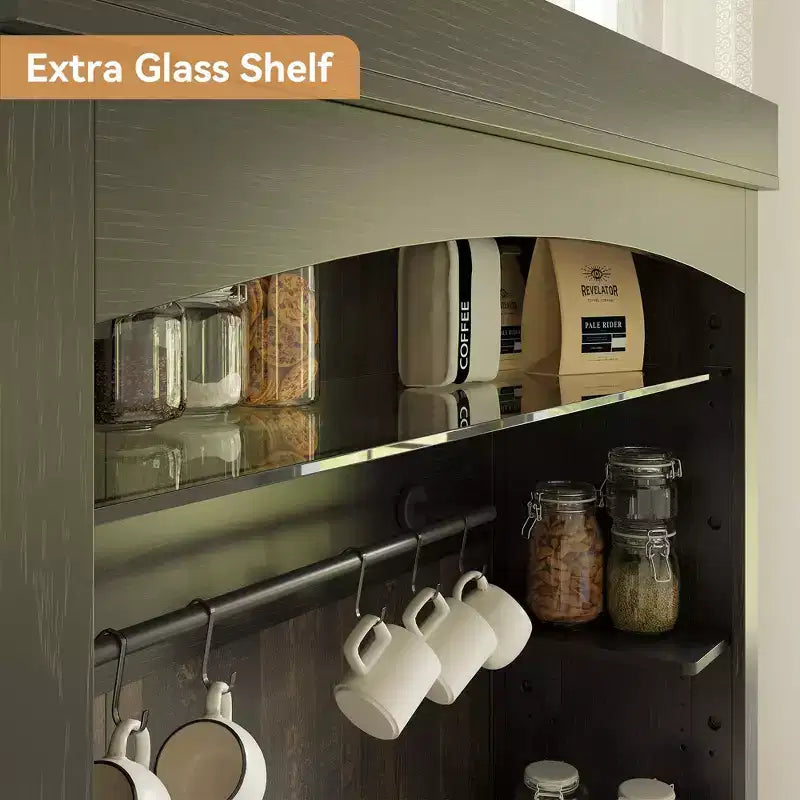 Mobile da caffè da fattoria con credenza, dispensa grande da cucina, ripiani regolabili, per sala da pranzo, soggiorno