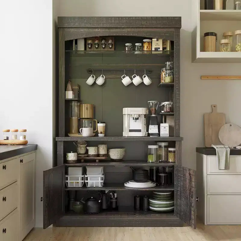 Mobile da caffè da fattoria con credenza, dispensa grande da cucina, ripiani regolabili, per sala da pranzo, soggiorno