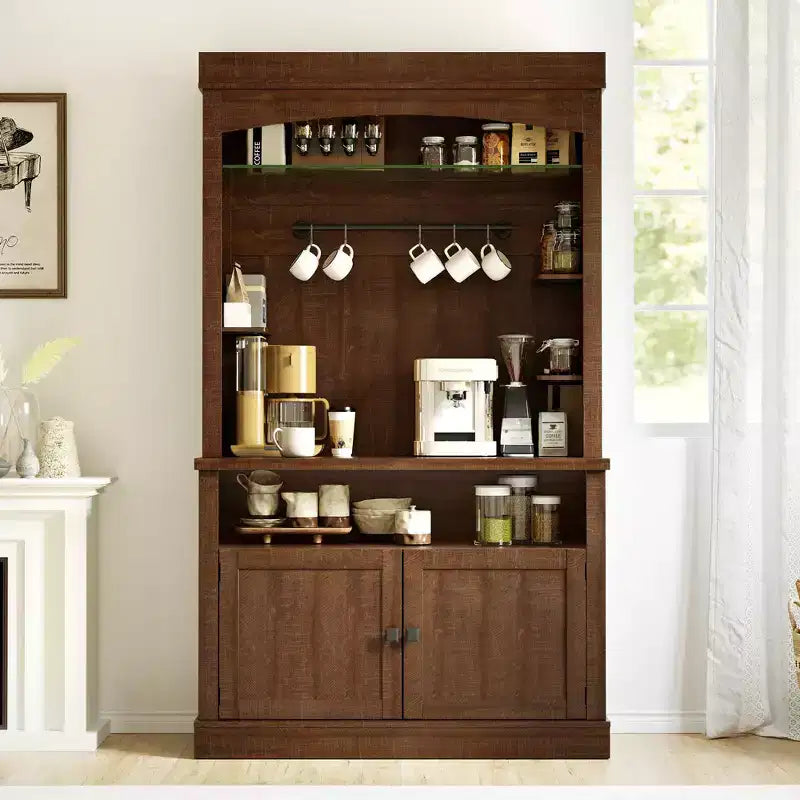 Mobile da caffè da fattoria con credenza, dispensa grande da cucina, ripiani regolabili, per sala da pranzo, soggiorno