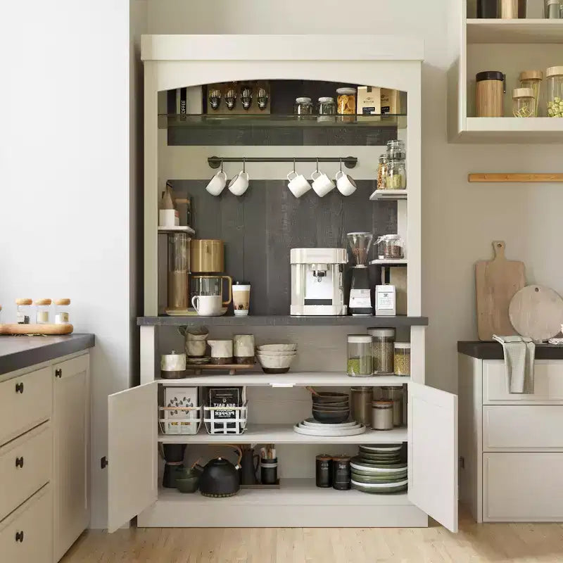 Mobile da caffè da fattoria con credenza, dispensa grande da cucina, ripiani regolabili, per sala da pranzo, soggiorno
