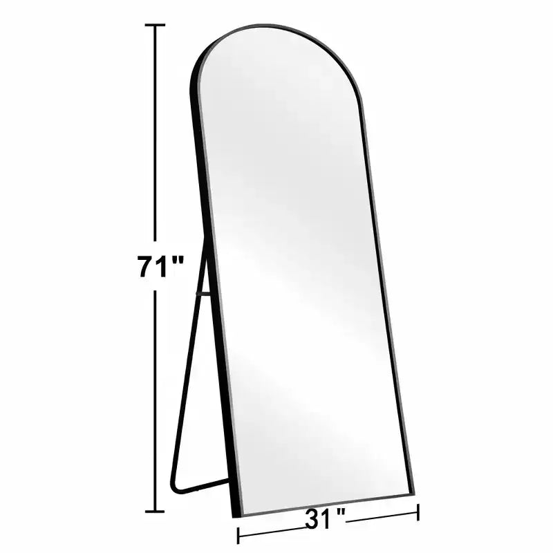 Specchio intero a figura intera da 180 cm con cornice in metallo nero – Ad arco o rettangolare per camera da letto e soggiorno