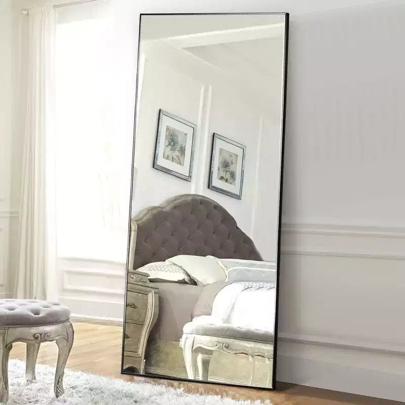 Specchio intero a figura intera da 180 cm con cornice in metallo nero – Ad arco o rettangolare per camera da letto e soggiorno