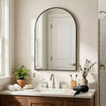 Dovelina Black Metal-framed 71H Freestanding Full Length Mirror Decorative 36H Bathroom Mirror for Living Room Entryway Bedroom, Arch/Rectangle