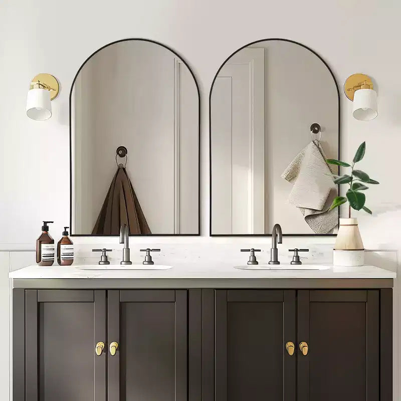 Specchio intero a figura intera da 180 cm con cornice in metallo nero – Ad arco o rettangolare per camera da letto e soggiorno