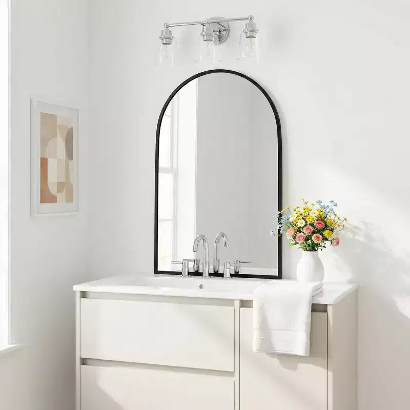 Specchio intero a figura intera da 180 cm con cornice in metallo nero – Ad arco o rettangolare per camera da letto e soggiorno