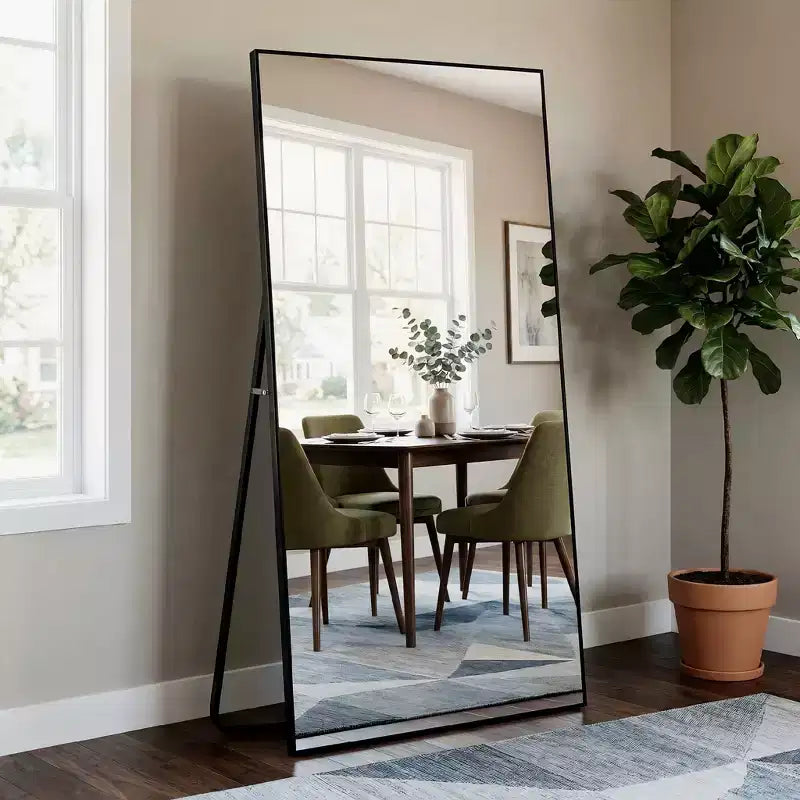 Specchio intero a figura intera da 180 cm con cornice in metallo nero – Ad arco o rettangolare per camera da letto e soggiorno
