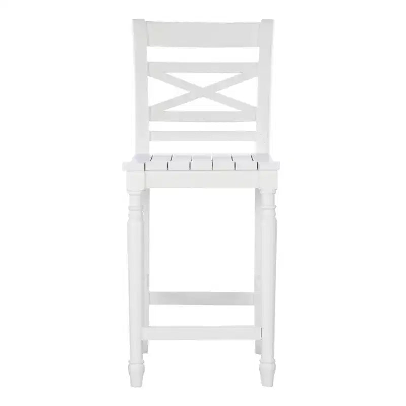 Sgabello da bar da 24,25" con schienale a X, bianco, design classico