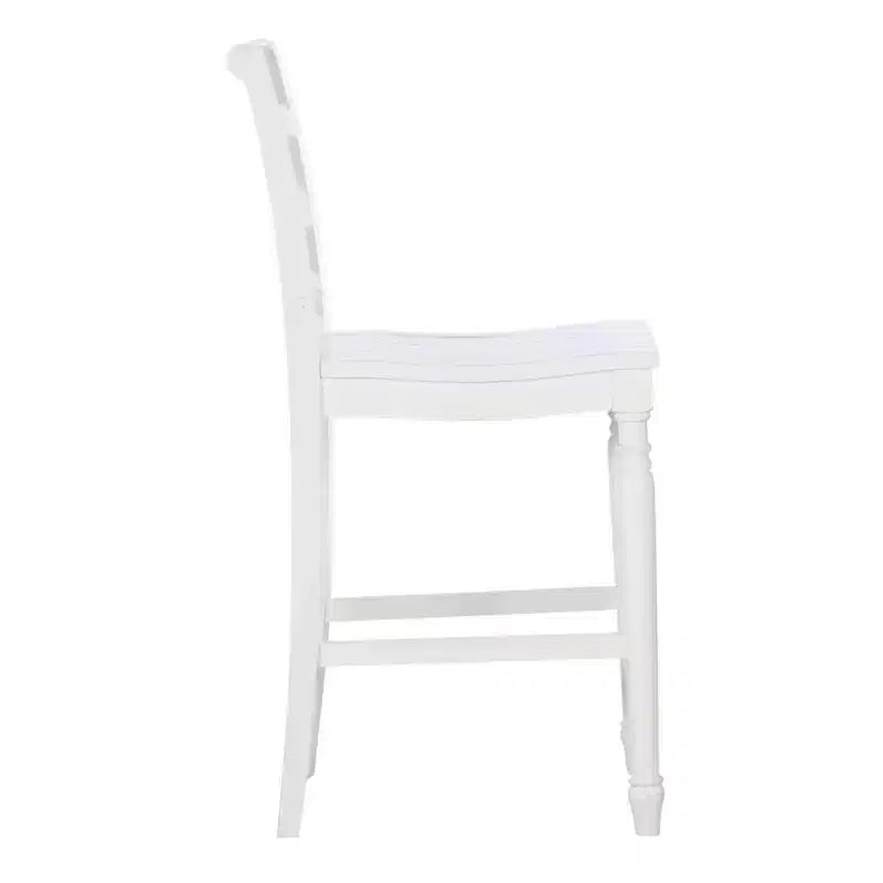 Sgabello da bar da 24,25" con schienale a X, bianco, design classico