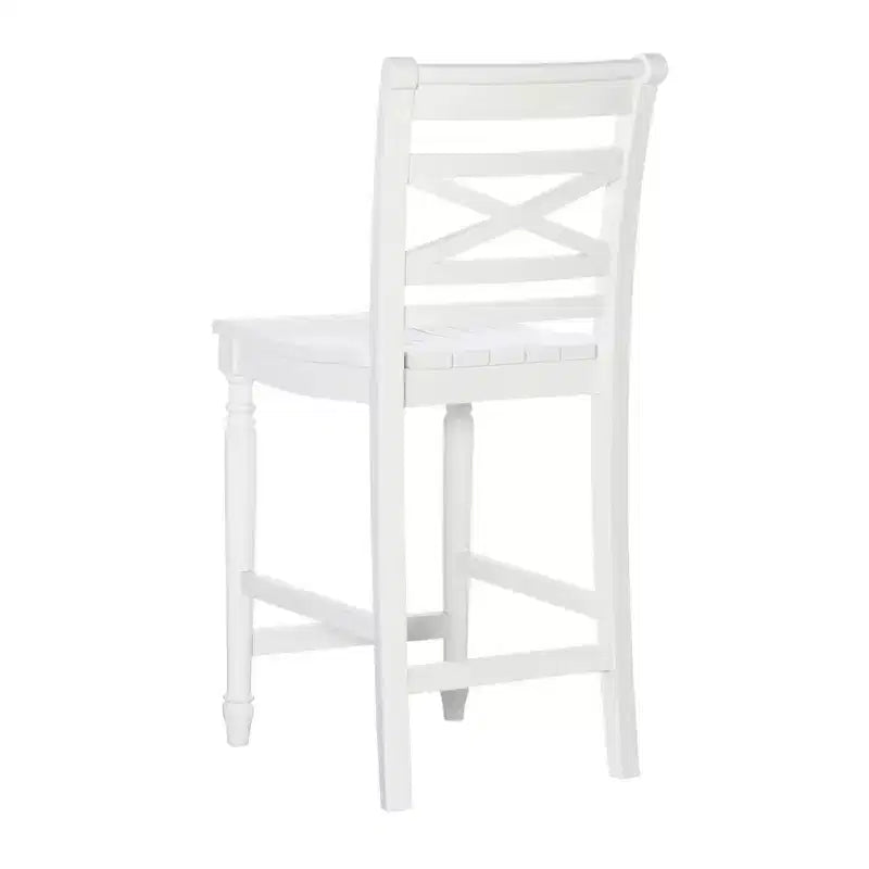 Sgabello da bar da 24,25" con schienale a X, bianco, design classico