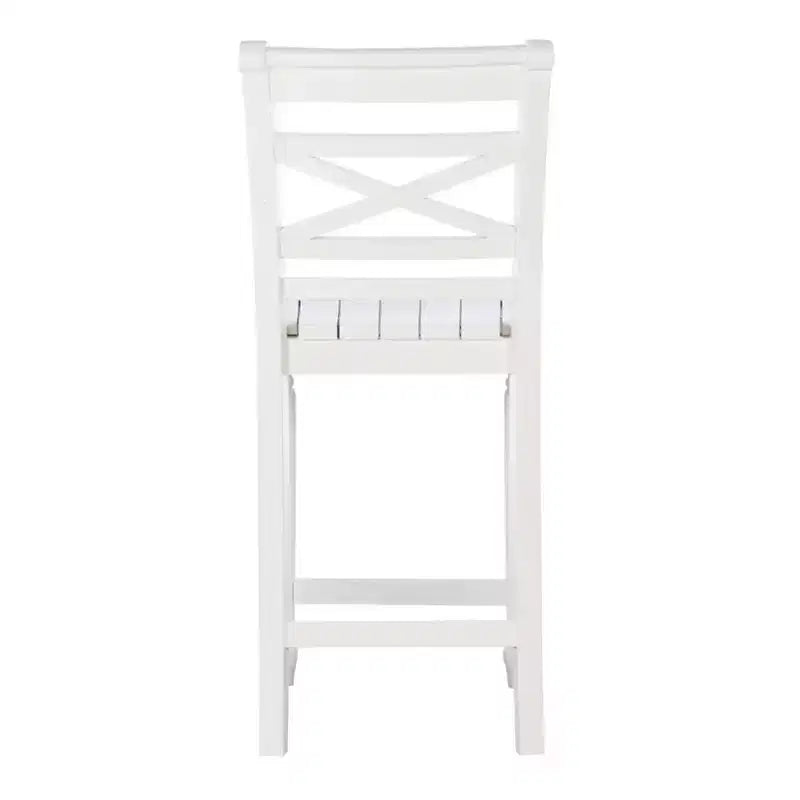 Sgabello da bar da 24,25" con schienale a X, bianco, design classico