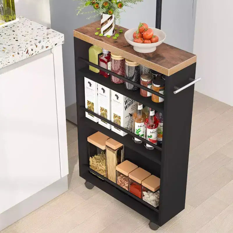 LITTLE TREE 4 Tier Slim Storage Cart Brown