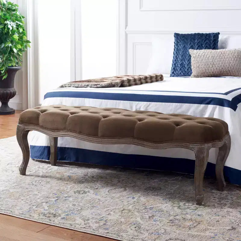 Panca imbottita capitonné, Struttura in rovere, 133 cm L, Posti a sedere: 2, Portata: 125 kg