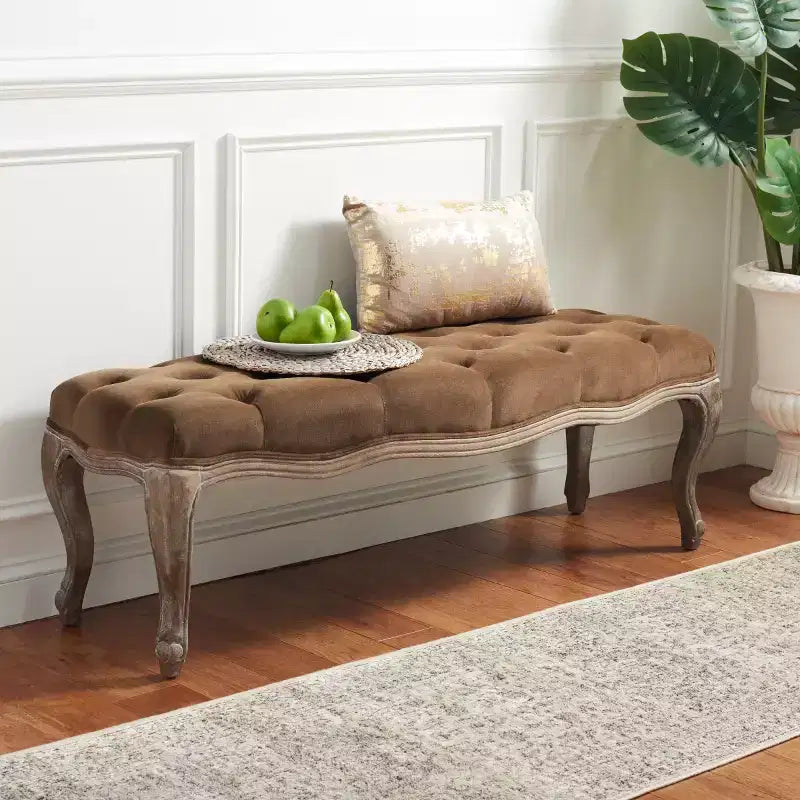 Panca imbottita capitonné, Struttura in rovere, 133 cm L, Posti a sedere: 2, Portata: 125 kg