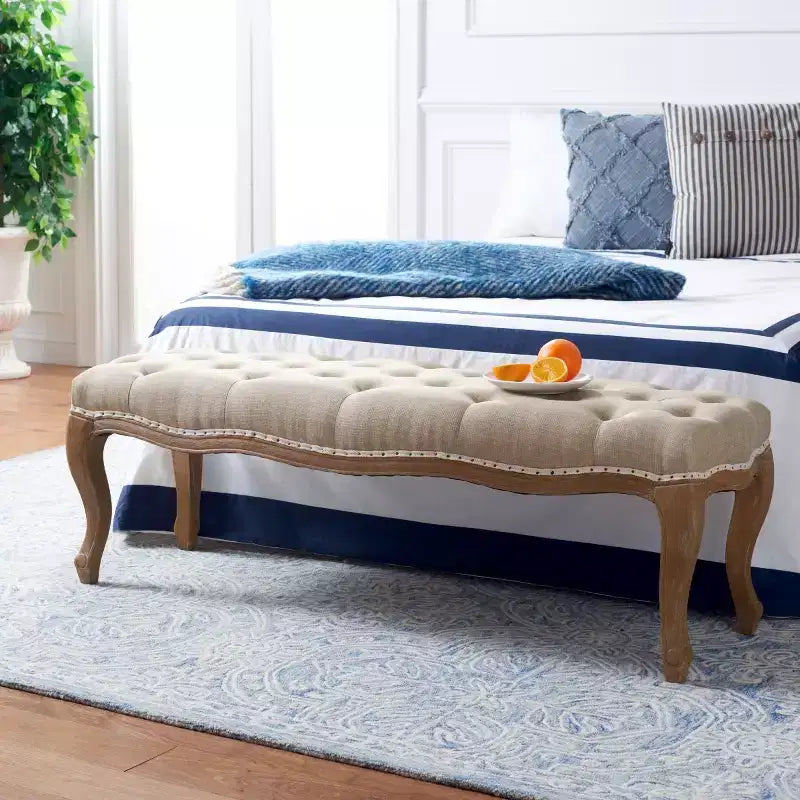 Panca imbottita capitonné, Struttura in rovere, 133 cm L, Posti a sedere: 2, Portata: 125 kg