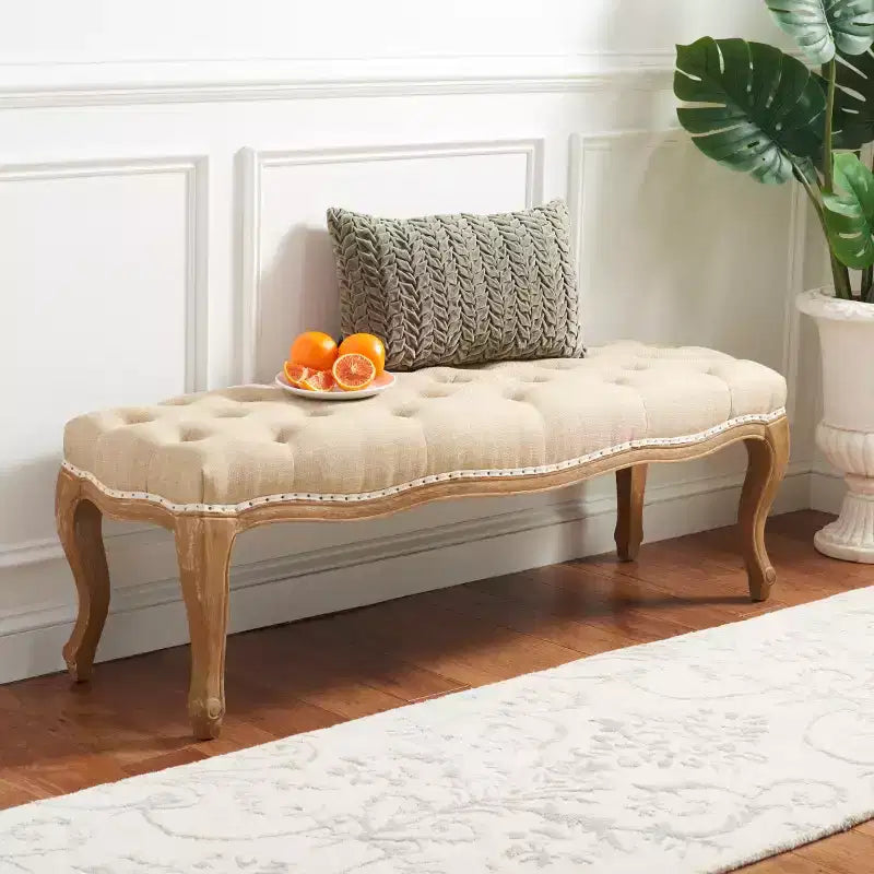 Panca imbottita capitonné, Struttura in rovere, 133 cm L, Posti a sedere: 2, Portata: 125 kg