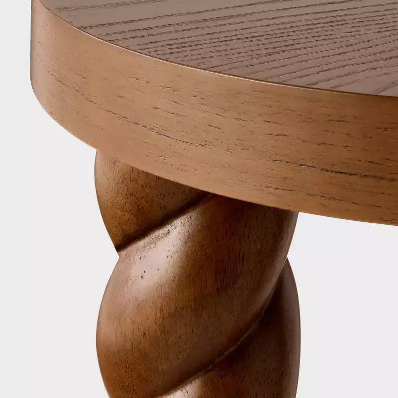 Tavolino laterale in noce con gambe a spirale – Tavolino moderno per il soggiorno